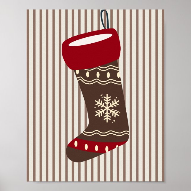 Affiche Christmas Stocking Brown And Red (Devant)