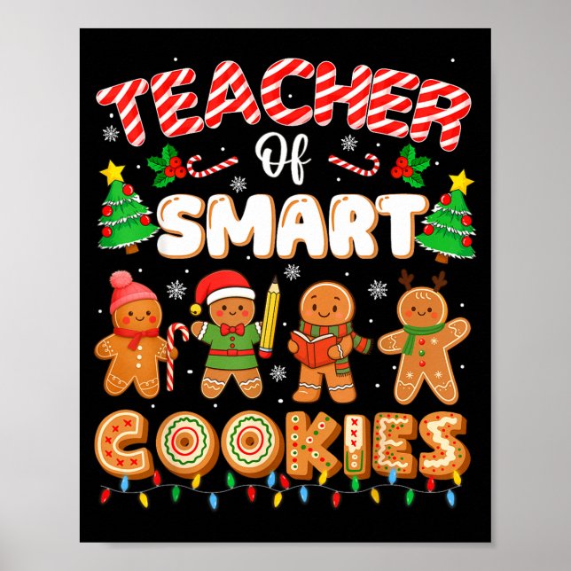 Affiche Christmas Teacher Of Smart Cookies Funny Cute Ging (Devant)