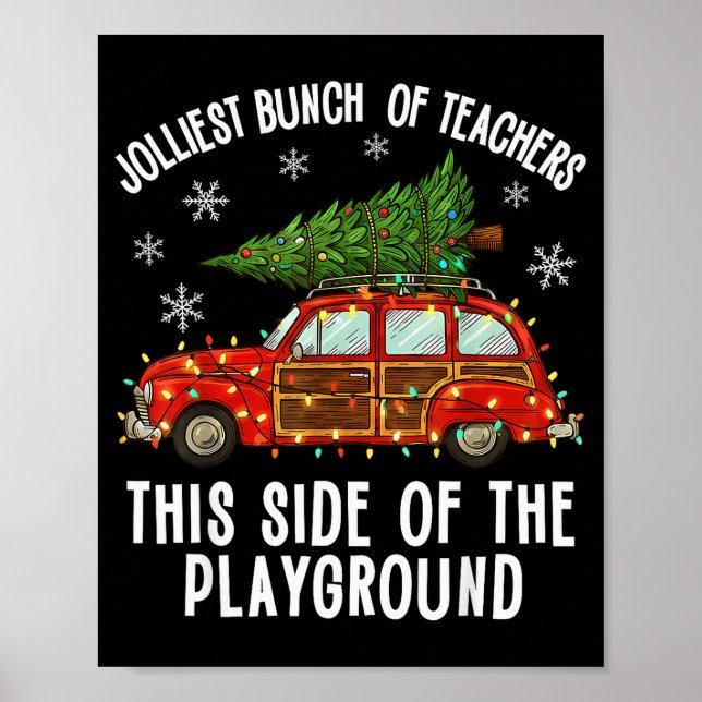 Affiche Christmas Teacher Squad Festive Car Tree Lights Xm (Devant)