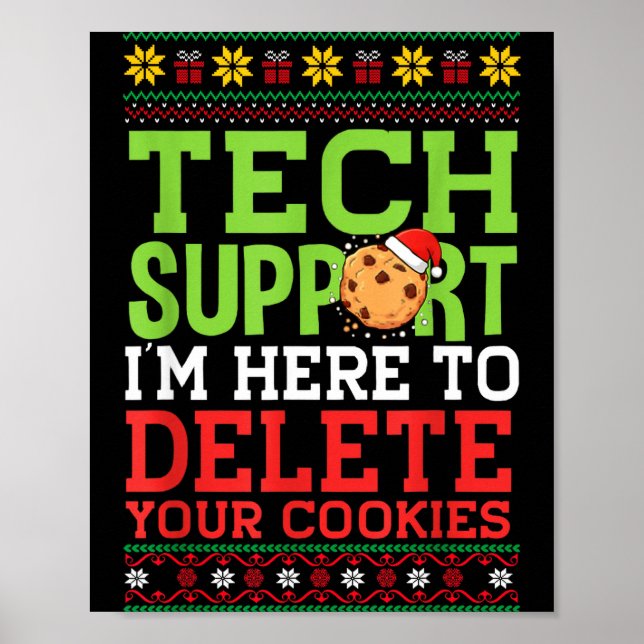Affiche Christmas Tech Suprt Here To Delete Cookies Ugly S (Devant)