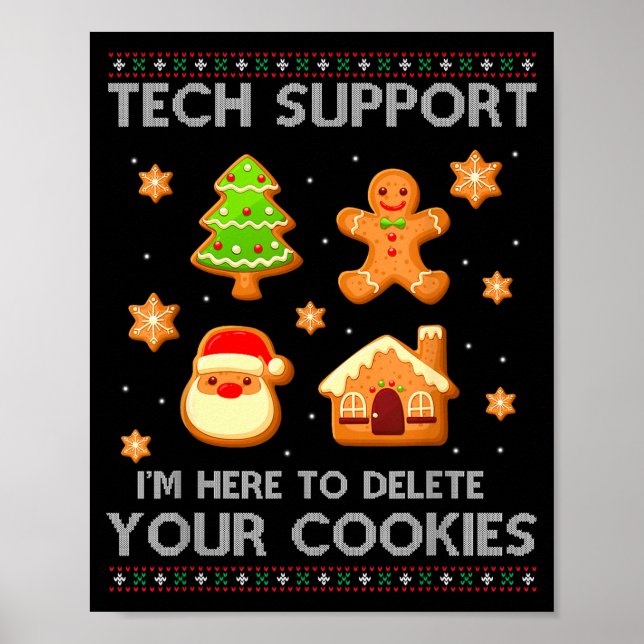 Affiche Christmas Tech Suprt Here To Delete Cookies Ugly S (Devant)