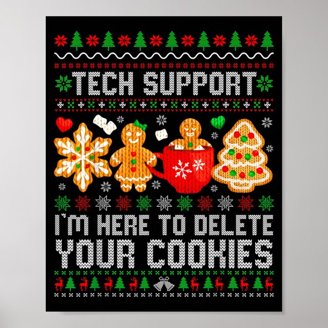 Affiche Christmas Tech Suprt Here To Delete Cookies Ugly X (Devant)