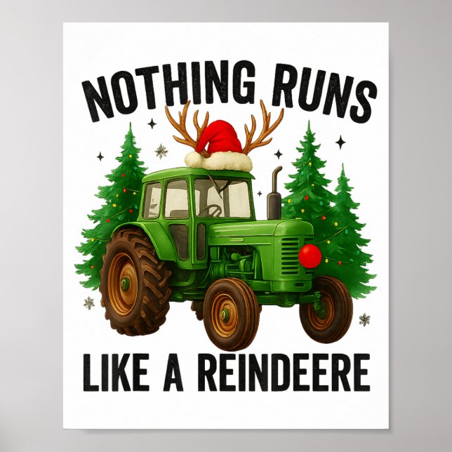 Affiche Christmas Tractor Farm Nothing Runs Like A Reindee (Devant)