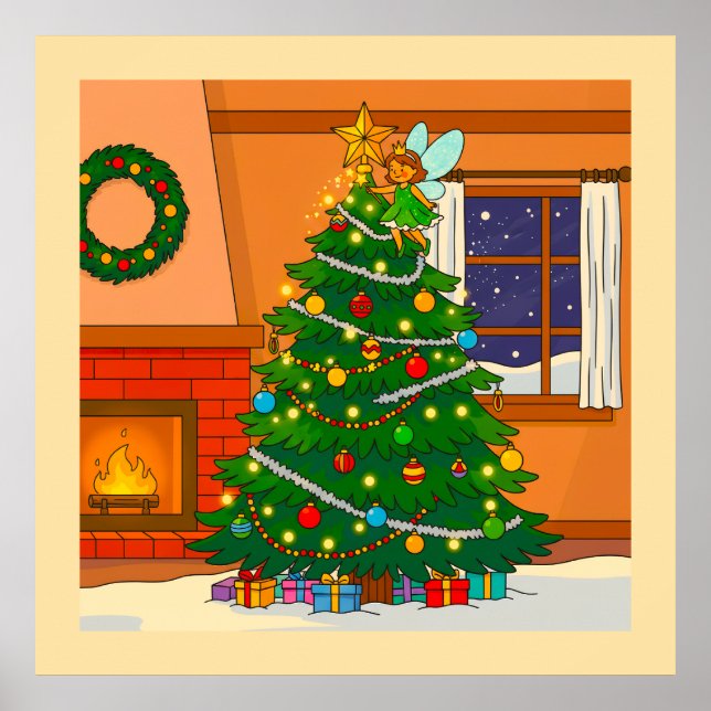 AFFICHE CHRISTMAS TREE BRITE CARTOON COLORS (Devant)