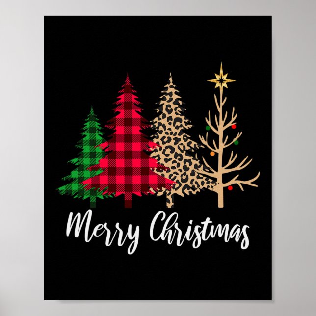 Affiche Christmas Tree Buffalo Plaid Red Green Leopard Xma (Devant)