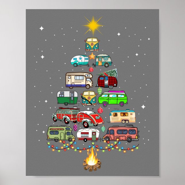 Affiche Christmas Tree Camper Vehicles Camping RVing Trail (Devant)