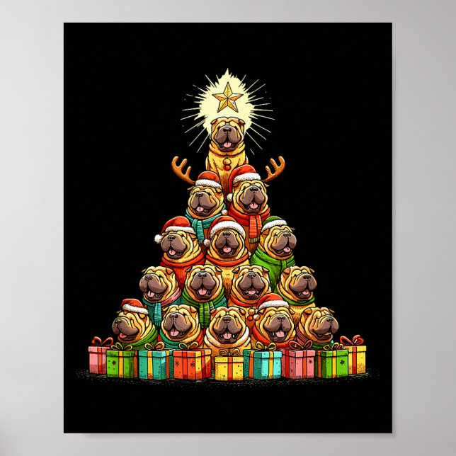 Affiche Christmas Tree Chinese Shar-pei Shar Pei  (Devant)