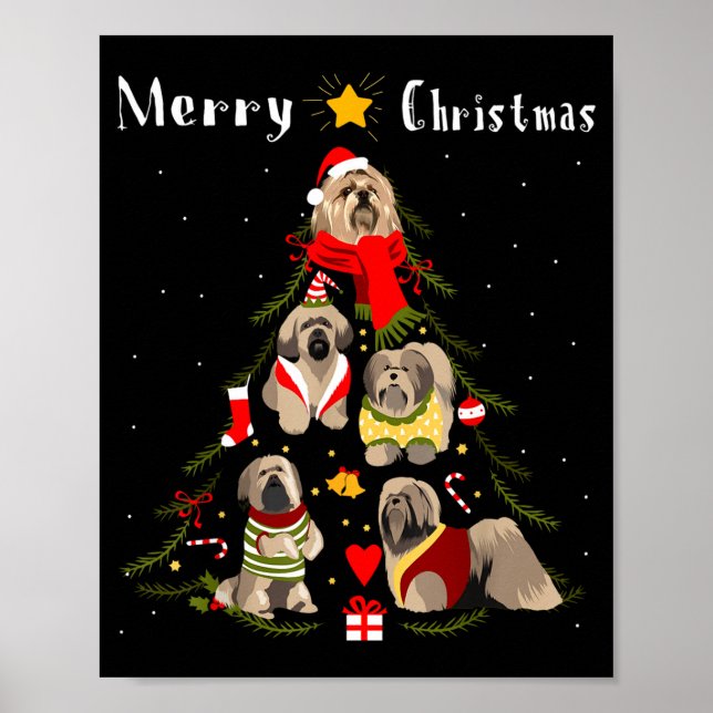 Affiche Christmas Tree Lhasa Apso Lover Xmas Dog Owner New (Devant)