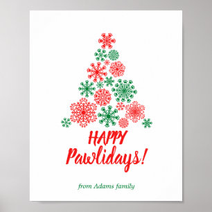 Affiche Christmas tree made of paw print snowflakes