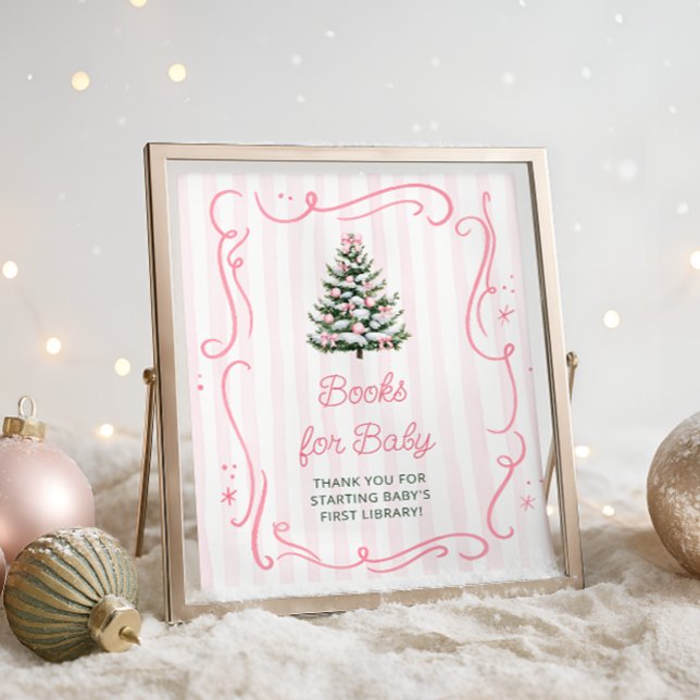 Affiche Christmas Tree Pink Baby Shower Books for Baby (Créateur téléchargé)