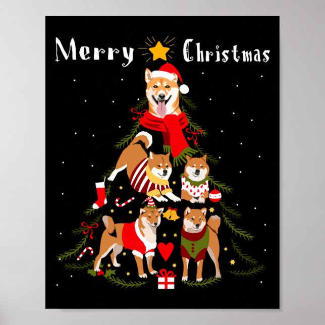 Affiche Christmas Tree Shiba Inu Lover Xmas Dog Owner New  (Devant)