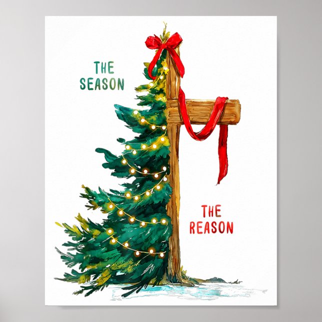 Affiche Christmas Tree The Season Jesus Cross The Reason  (Devant)