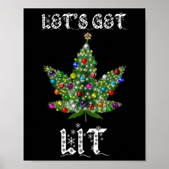 Affiche Christmas Tree Weed Leaf Pot Thc Gift Tee  (Devant)