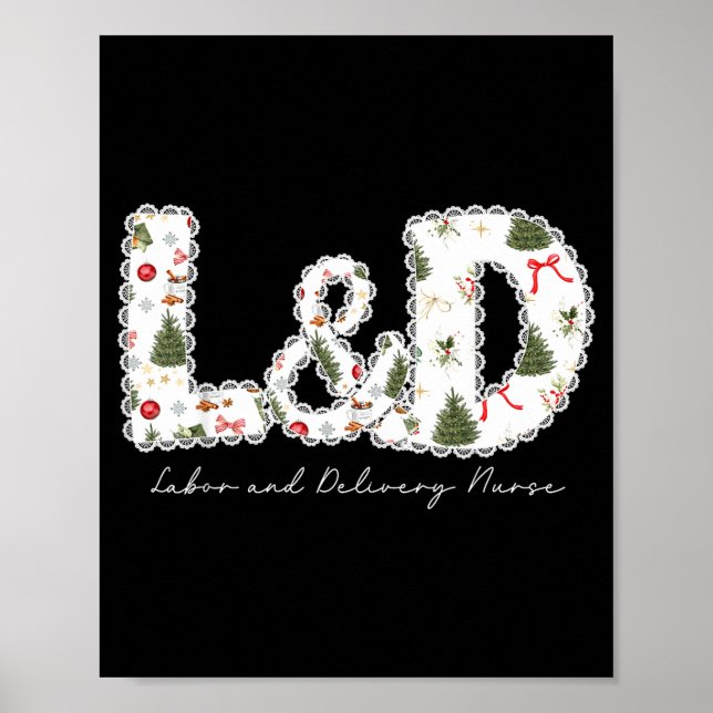 Affiche Christmas Trees Labor And Delivery Nurse Xmas Gift (Devant)