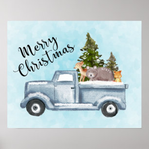 Affiche Christmas Truck Carrying Trees & Animals