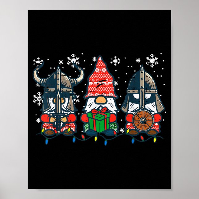 Affiche Christmas Viking Gnomes Funny Nordic Xmas Men Wome (Devant)