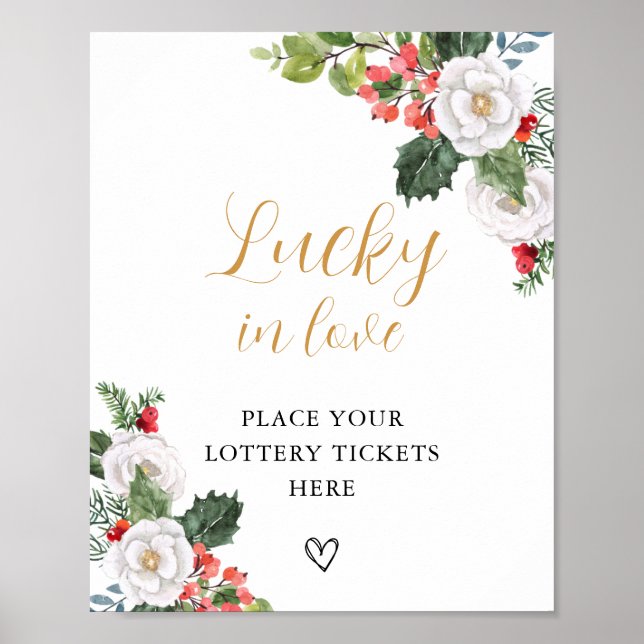 Affiche Christmas Winter Lucky in Love Bridal Shower Sign (Devant)