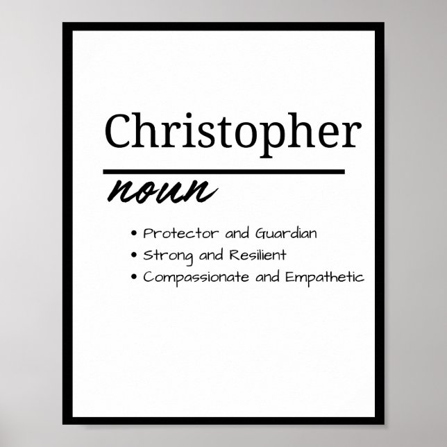 Affiche Christopher, Petit Nom Personnalisé Définition (Devant)