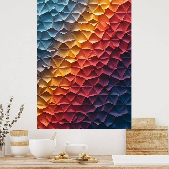 Affiche Chroma Fold: Geometric Prism Gradient Abstract Art (Cuisine)