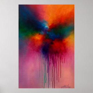 Affiche Chromatic Cascade - Abstract Drip Painting