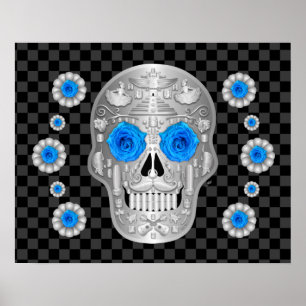 Affiche Chrome Calavera (Rose Bleue)