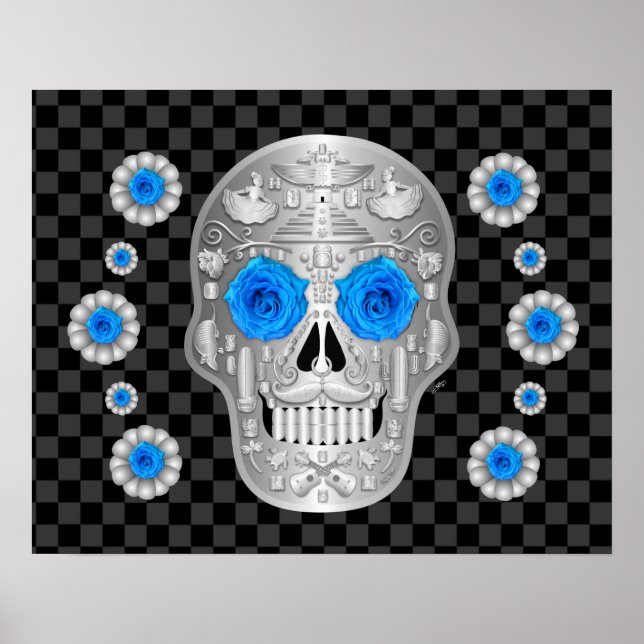 Affiche Chrome Calavera (Rose Bleue)  (Devant)
