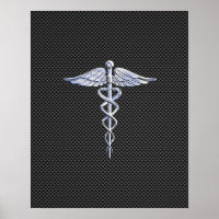 Chrome Comme Caduceus Symbole Médicale Fibre de ca