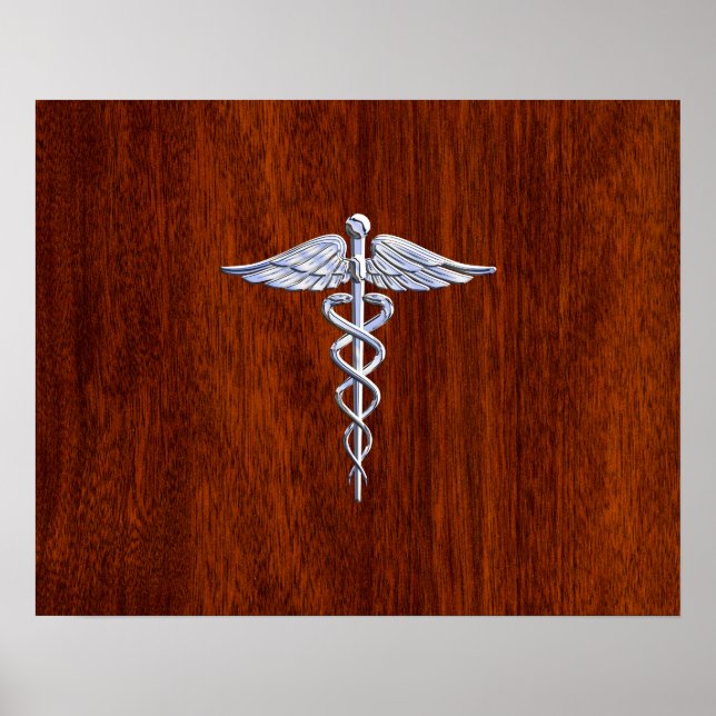Affiche Chrome Comme Caduceus Symbole Médicale Mahogany Br (Devant)