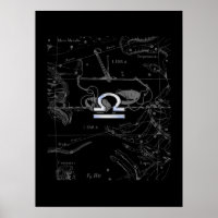 Chrome like Libra Zodiac Symbol on Hevelius