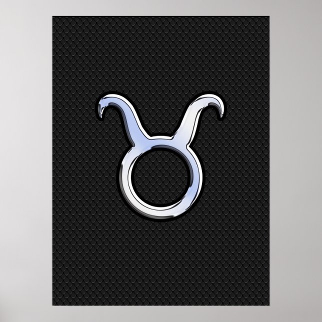 Affiche Chrome Like Taurus Zodiac Sign on Black Snake Skin (Devant)