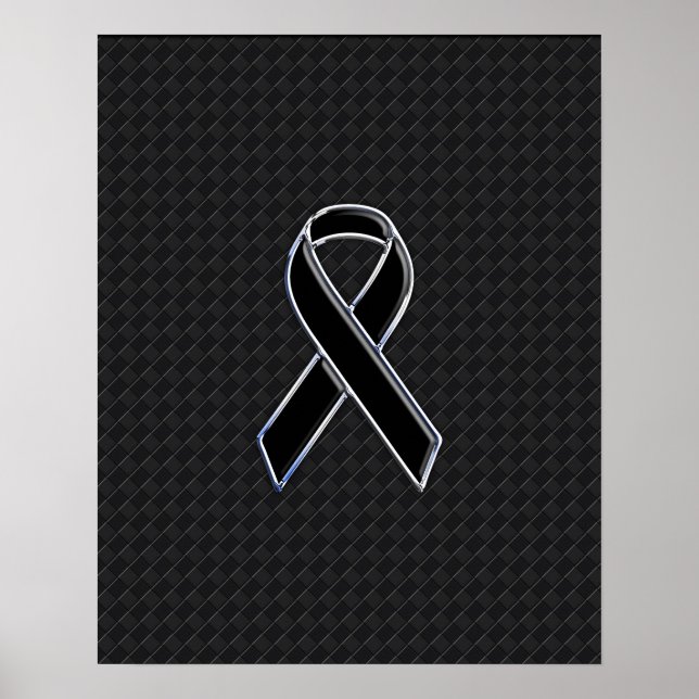 Affiche Chrome Style Black Ribbon Awareness (Devant)