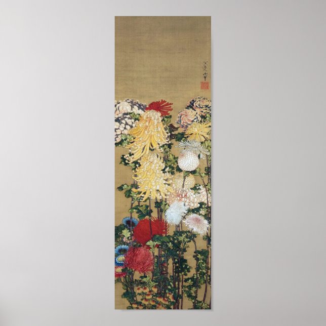 Affiche Chrysanthème, Hokusai (Devant)