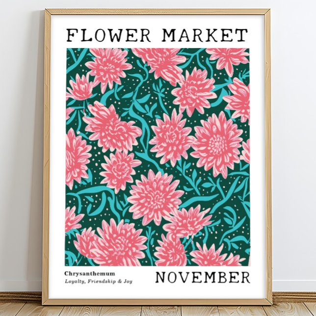 Affiche Chrysanthème rose Novembre Marché aux fleurs de na (Créateur téléchargé)