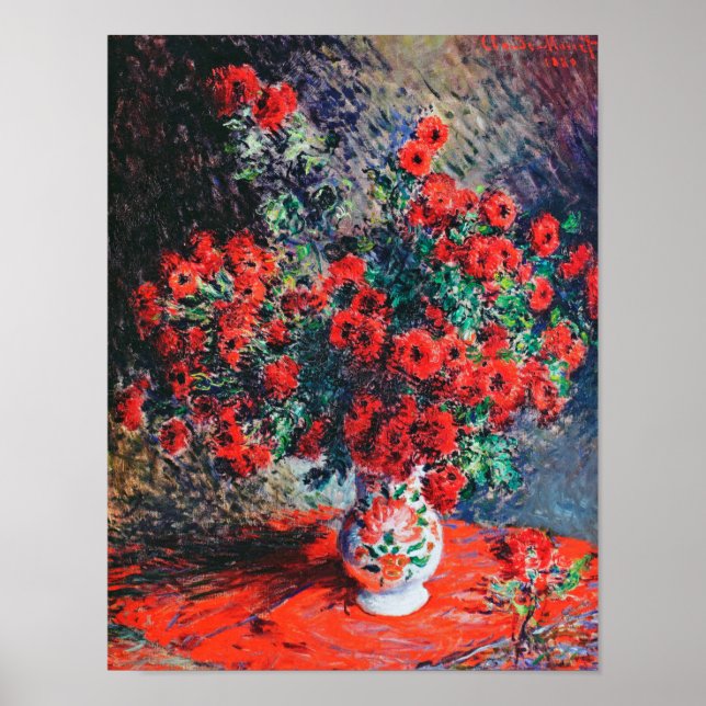 Affiche Chrysanthème rouge, Monet (Devant)