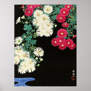 Affiche Chrysanthèmes, belle peinture d'Ohara Koson