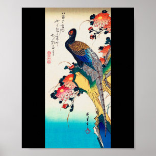 Affiche Chrysanthèmes et faisans, Hiroshige, Ukiyo-e