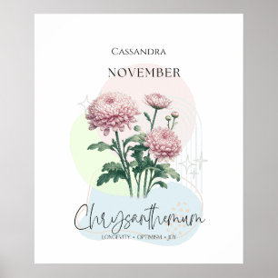 Affiche Chrysanthèmes Fleur de naissance pour novembre