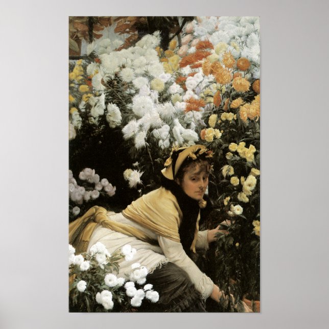 Affiche Chrysanthèmes par James Tissot Fine Art Imprimer (Devant)