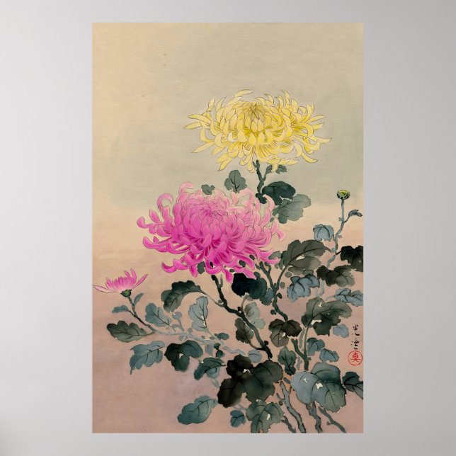 Affiche Chrysanthemum 1930 by Tsuchiya Koitsu (Devant)