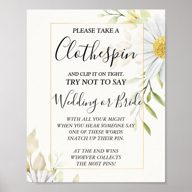 Affiche Chrysanthemum Clothespin signe de la douche nuptia (Devant)