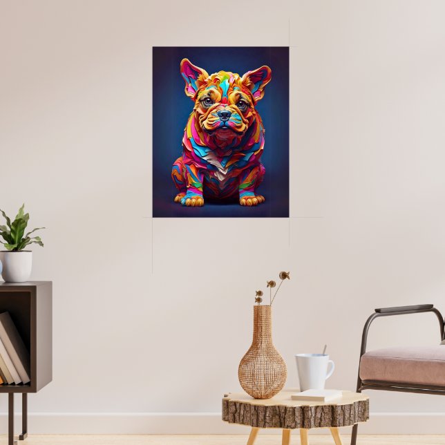 Affiche Chubby Bulldog chiot look Abstrait. Décor Art Mur (Salon 3)