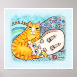 Affiche Chubby Tabby & Siamese Cat Cuddle