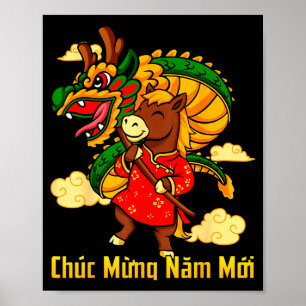 Affiche Chuc Mung Nam Moi 2026 Année du Cheval Dragon Da