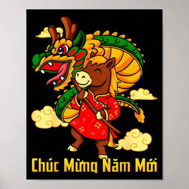 Affiche Chuc Mung Nam Moi 2026 Année du Cheval Dragon Da (Devant)