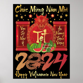 Affiche Chuc Mung Nam Moi Bonne Année Vietnamienne 2024