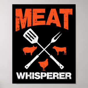 Affiche Chuchoteur de Viande Drôle Barbecue Grill Bbq Gril