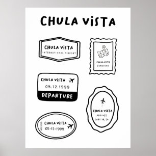 Affiche Chula Vista - Collection Timbre de voyage
