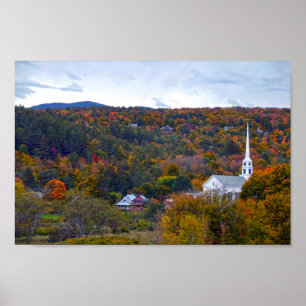Affiche Church in Stowe, Vermont, in Autumn