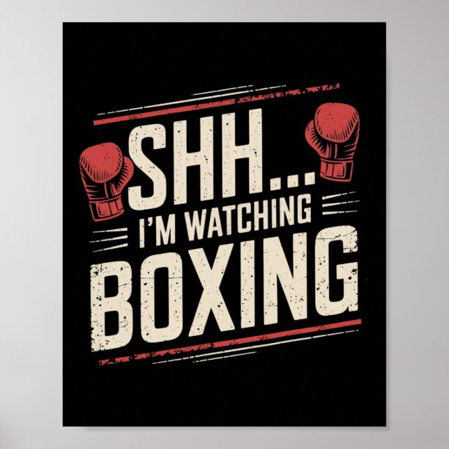 Affiche Chut... Je regarde la boxe drôle pour les combatta (Devant)