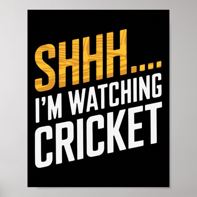 Affiche Chut…. Je Regarde Matériel de Cricket pour Fan de  (Devant)
